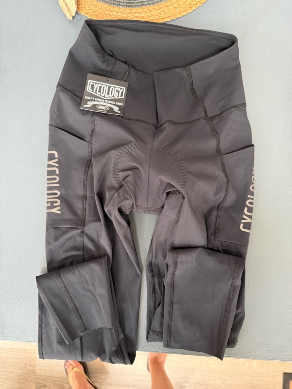 Women's Black Cycology summer tights with pads. NWT